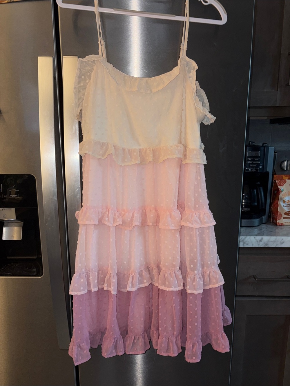 Girls' Pastel Ombre Ruffle Tiered Dress - Pink & Cream